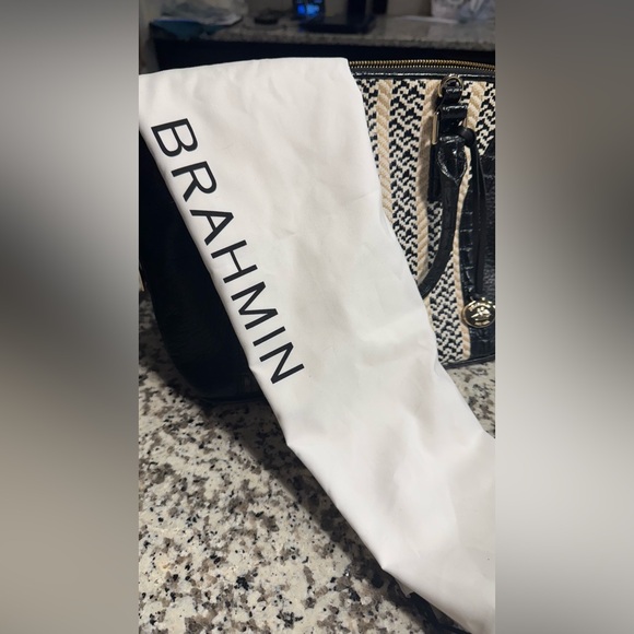 Brahmin Black and Tan Striped Satchel Vivian in Saint Tropez/ Rare - Picture 13 of 14